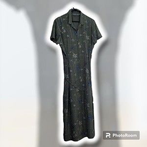New! Liz Baker Green Floral Button Front 100% Polyester Size 18 Midi $59.99
